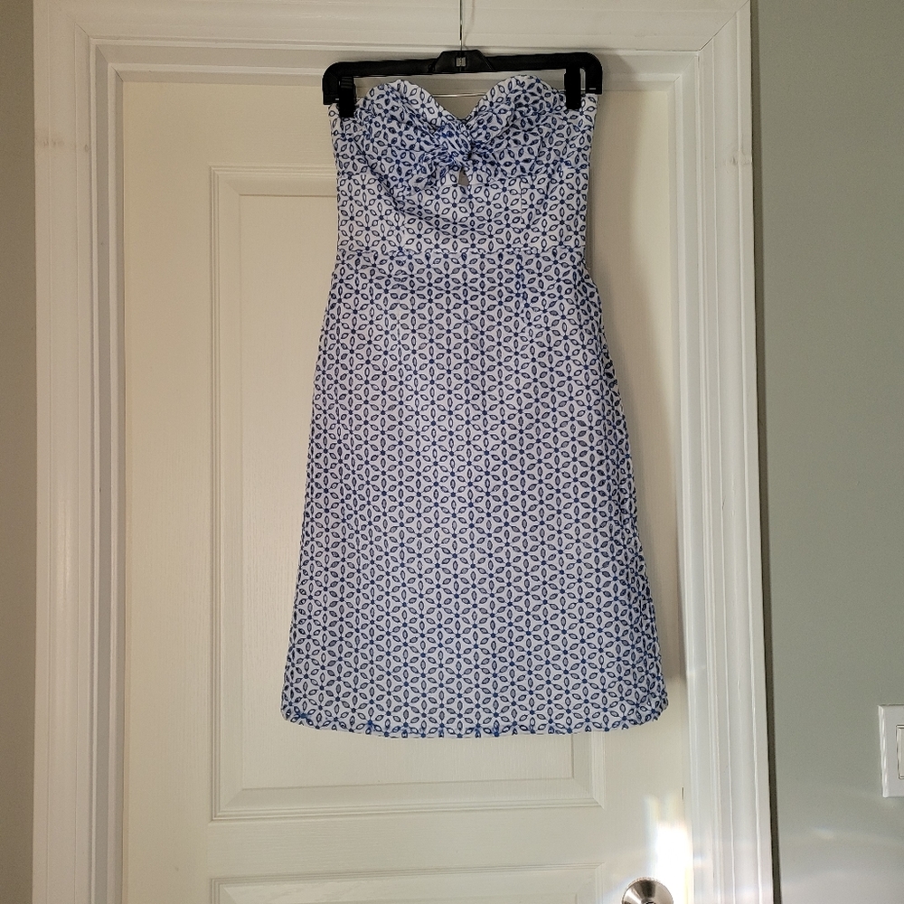 Shoshanna Embroidered Cotton Strapless Dress size 4